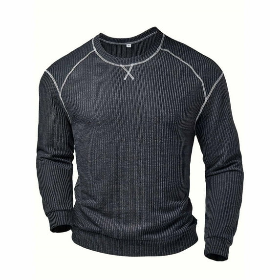 CONZONE Men's Fall T-Shirts Long Sleeve T Shirts for Men Casual Crew Neck Solid Color Ribbed Lightweight Tees Soft Cozy Athletic Tops