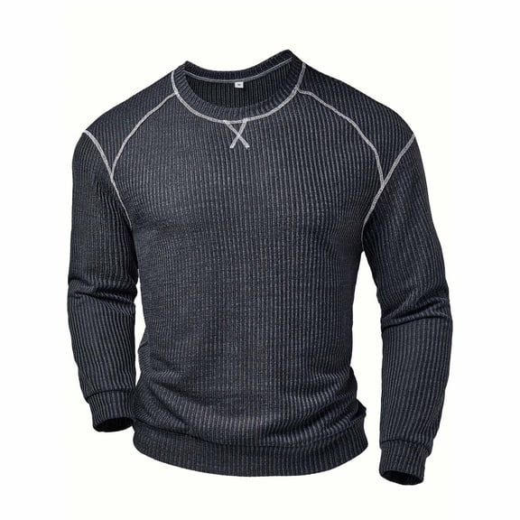 CONZONE Men's Fall T-Shirts Long Sleeve T Shirts for Men Casual Crew Neck Solid Color Ribbed Lightweight Tees Soft Cozy Athletic Tops