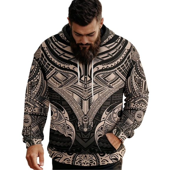 CONZONE Men's Fleece Hoodies Viking Mythology Graphic Hoodie For Men Long Sleeve Pullover Hooded Sweatshirt Soft Fall Winter Sweatshirts With Pocket
