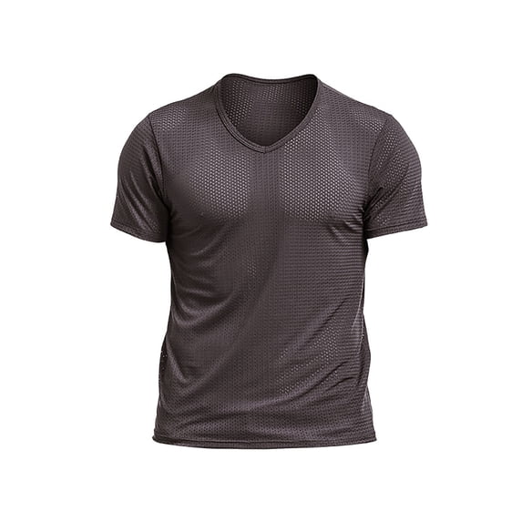 CONZONE Men's Gym T-Shirts Short Sleeve Mesh T Shirts for Men Casual V Neck Solid Color Lightweight Workout Tees Soft Cozy Athletic Tops