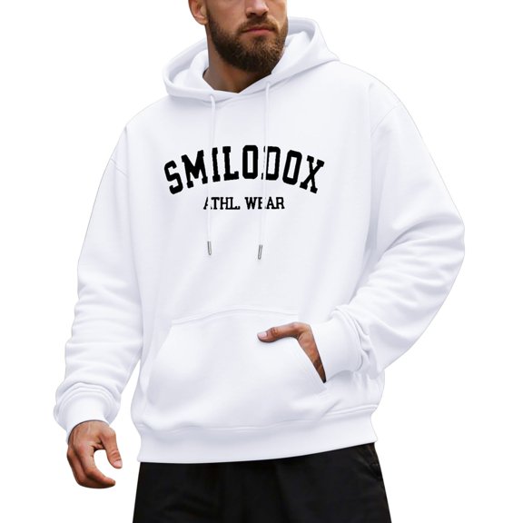 CONZONE Men's Hoodies Letter Graphic Y2K Hoodie For Men Long Sleeve Pullover Hooded Sweatshirt Soft Fall Winter Sweatshirts