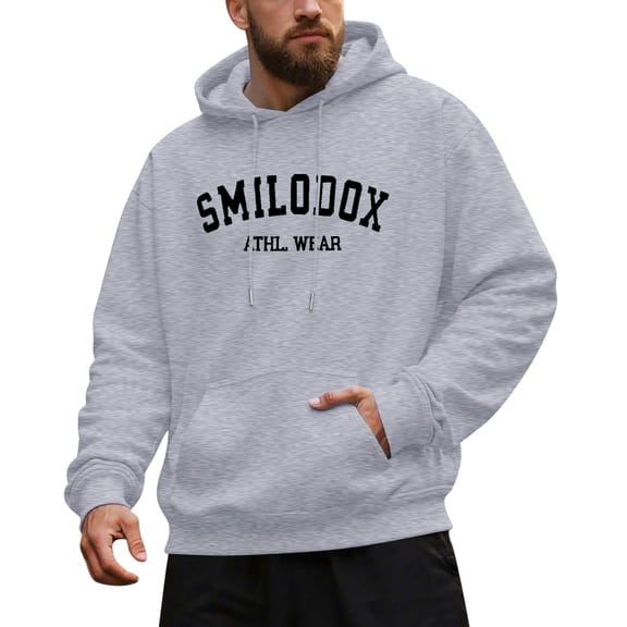 CONZONE Men's Hoodies Letter Graphic Y2K Hoodie For Men Long Sleeve Pullover Hooded Sweatshirt Soft Fall Winter Sweatshirts