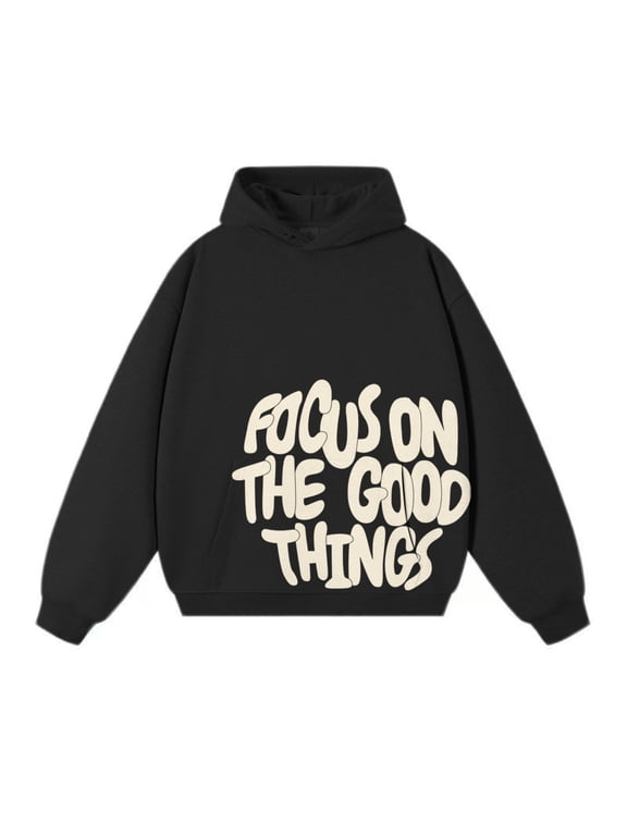 Men's Hoodies Letter Graphic Y2K Hoodie for Men Long Sleeve Pullover Hooded Sweatshirt Soft Fall Winter Sweatshirts With Pocket