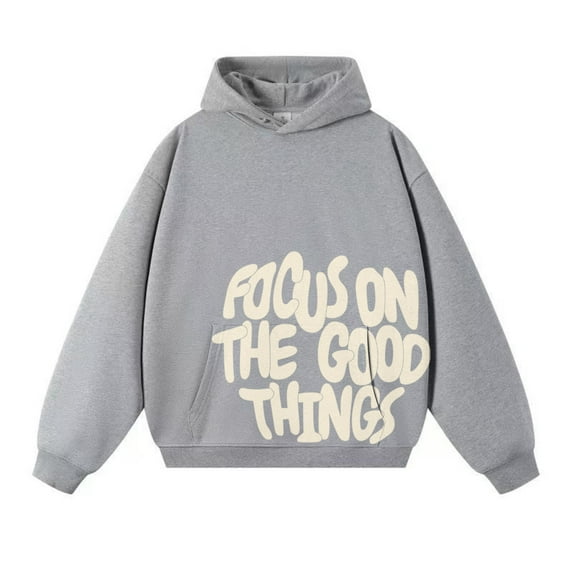 CONZONE Men's Hoodies Letter Graphic Y2K Hoodie for Men Long Sleeve Pullover Hooded Sweatshirt Soft Fall Winter Sweatshirts With Pocket