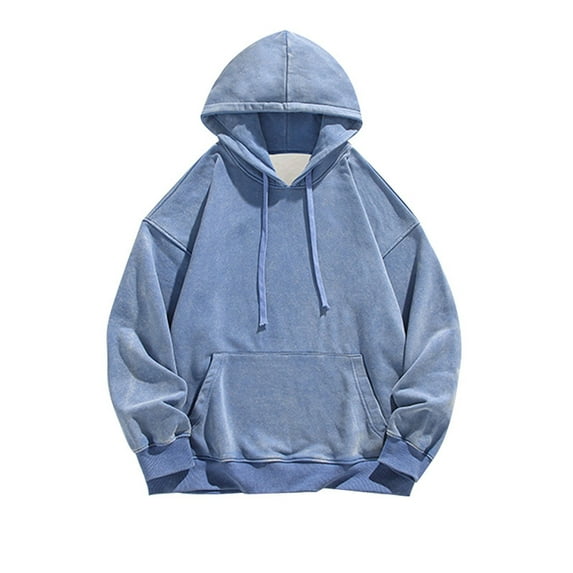 CONZONE Men's Hoodies Solid Color Hoodie for Men Long Sleeve Distressed Pullover Hooded Sweatshirt Soft Fall Winter Sweatshirts With Pocket