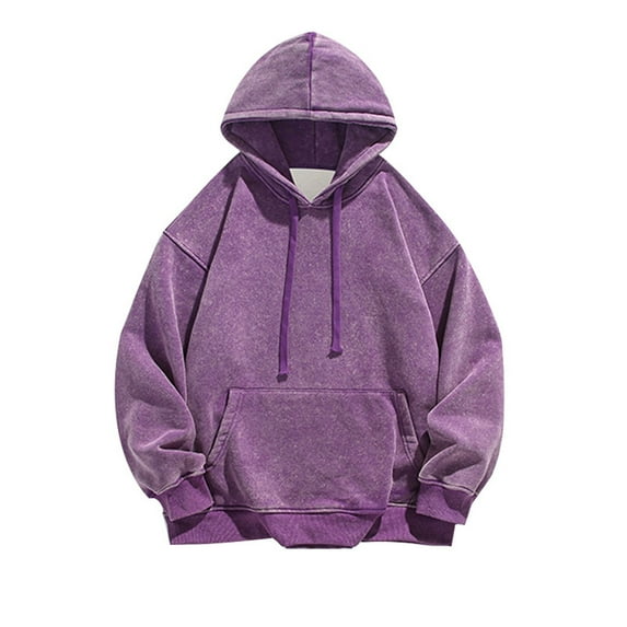 CONZONE Men's Hoodies Solid Color Hoodie for Men Long Sleeve Distressed Pullover Hooded Sweatshirt Soft Fall Winter Sweatshirts With Pocket