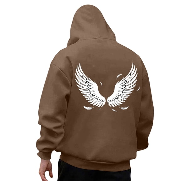 CONZONE Men's Hoodies Wings Graphic Y2K Hoodie For Men Long Sleeve Pullover Hooded Sweatshirt Soft Fall Winter Sweatshirts