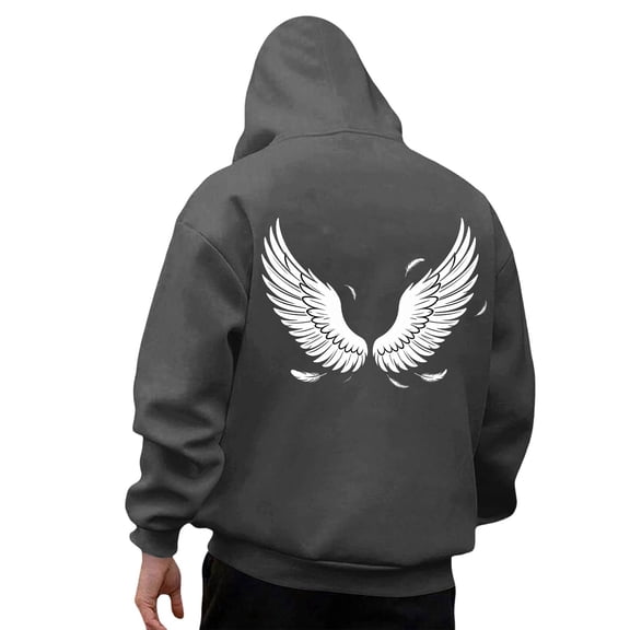 CONZONE Men's Hoodies Wings Graphic Y2K Hoodie For Men Long Sleeve Pullover Hooded Sweatshirt Soft Fall Winter Sweatshirts