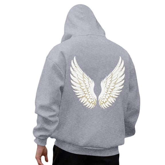 CONZONE Men's Hoodies Wings Graphic Y2K Hoodie For Men Long Sleeve Pullover Hooded Sweatshirt Soft Fall Winter Sweatshirts