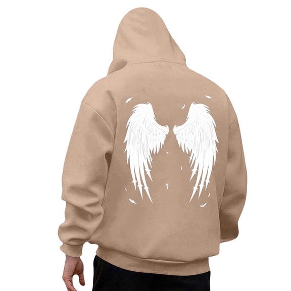 CONZONE Men's Hoodies Wings Graphic Y2K Hoodie For Men Long Sleeve Pullover Hooded Sweatshirt Soft Fall Winter Sweatshirts