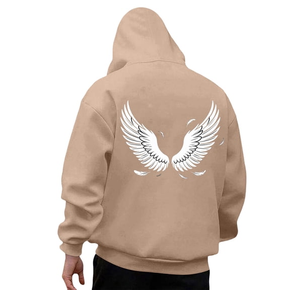 CONZONE Men's Hoodies Wings Graphic Y2K Hoodie For Men Long Sleeve Pullover Hooded Sweatshirt Soft Fall Winter Sweatshirts