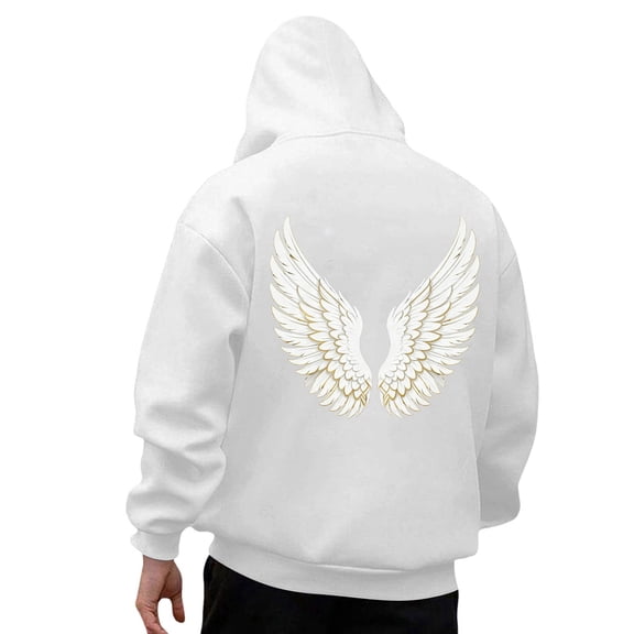 CONZONE Men's Hoodies Wings Graphic Y2K Hoodie For Men Long Sleeve Pullover Hooded Sweatshirt Soft Fall Winter Sweatshirts