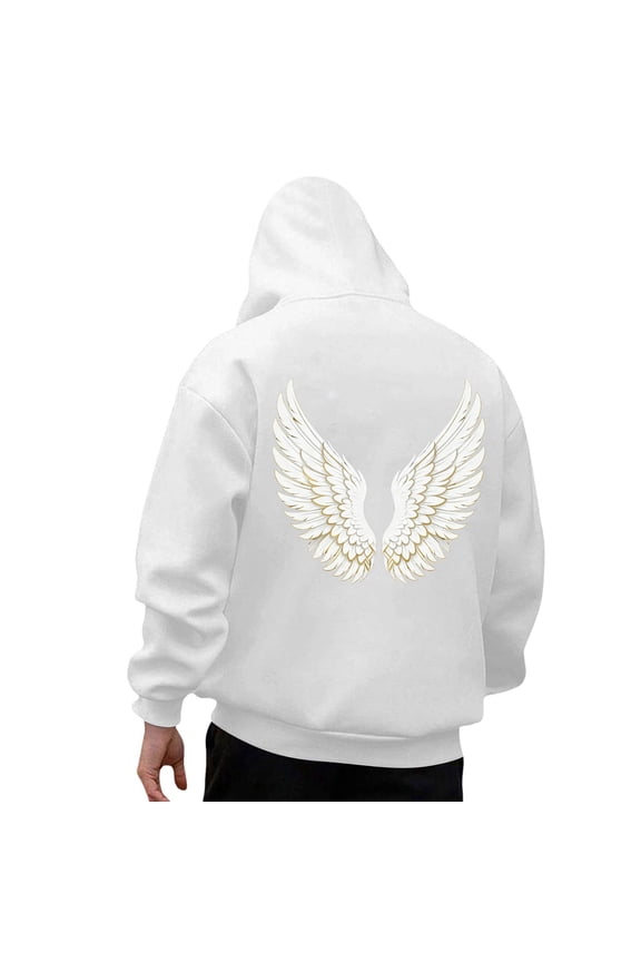Men's Hoodies Wings Graphic Y2K Hoodie For Men Long Sleeve Pullover Hooded Sweatshirt Soft Fall Winter Sweatshirts
