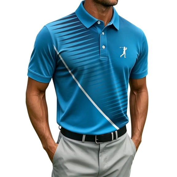 CONZONE Men's Polo Shirt Short Sleeve Athletic Polo Shirts For Men Graphic Collared Breathable Workout Golf Shirts