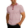 thumbnail image 1 of CONZONE Men's Polo Shirt Short Sleeve Casual Polo Shirt for Men Casual Striped Breathable Loose Fit Cozy Summer Golf Shirts, 1 of 6