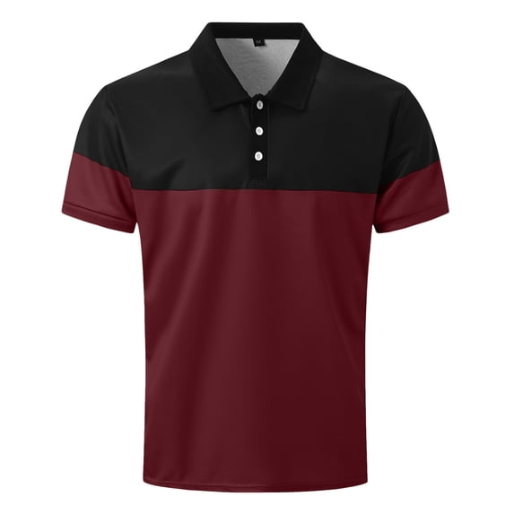 CONZONE Men's Polo Shirt Short Sleeve Casual Polo Shirt for Men Patchwork Color Breathable Loose Fit Cozy Summer Golf Shirts