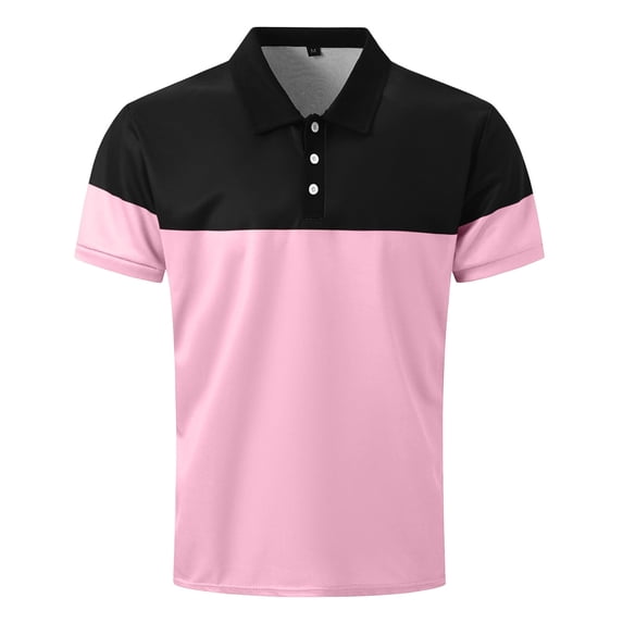 CONZONE Men's Polo Shirt Short Sleeve Casual Polo Shirt for Men Patchwork Color Breathable Loose Fit Cozy Summer Golf Shirts