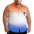 thumbnail image 1 of CONZONE Men's Sleeveless Buttons Down Shirts Plus Size Shirts for Men Trendy Hawaii Graphic Lapel Soft Lightweight Summer Tops, 1 of 4