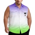 thumbnail image 1 of CONZONE Men's Sleeveless Buttons Down Shirts Plus Size Shirts for Men Trendy Hawaii Graphic Lapel Soft Lightweight Summer Tops, 1 of 4