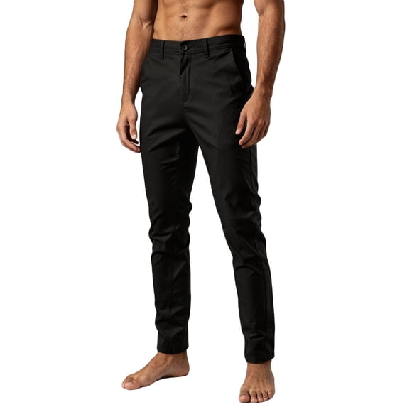CONZONE Men's Suit Pants Slim Fit Dress Pants for Men Trendy Buttons Solid Casual Formal Business Pant With Pockets