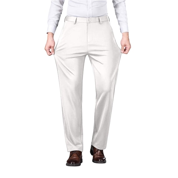 CONZONE Men's Suit Pants Wide Leg Dress Pants for Men Trendy Elegant Solid Casual Formal Business Pant With Pockets