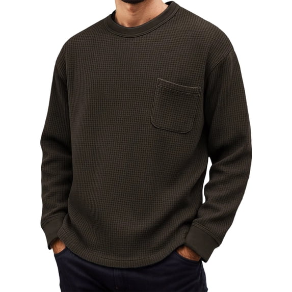 CONZONE Men's Sweatshirts Long Sleeve T Shirts for Men Casual Crew Neck Solid Color Thermal Tees Soft Cozy Athletic Tops
