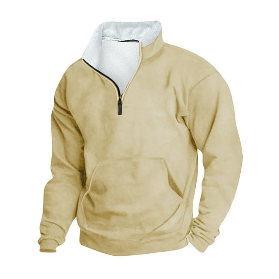 CONZONE Men's Sweatshirts Turtleneck Sweatshirt for Men Solid Color Long Sleeve Half Zip Fashion Fall Winter Workout Clothes