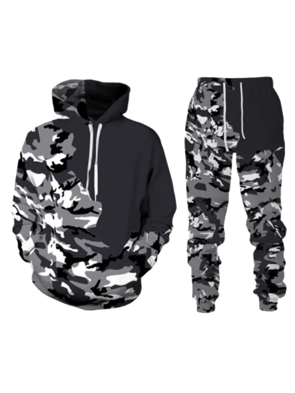 Men's Sweatsuit 2 Piece Sets Casual Men's Jogging Tracksuit Set Graphic Pullover Hoodie Pants Sweat Suit for Men Cozy Fall Winter Athletic Track Suit Outfits