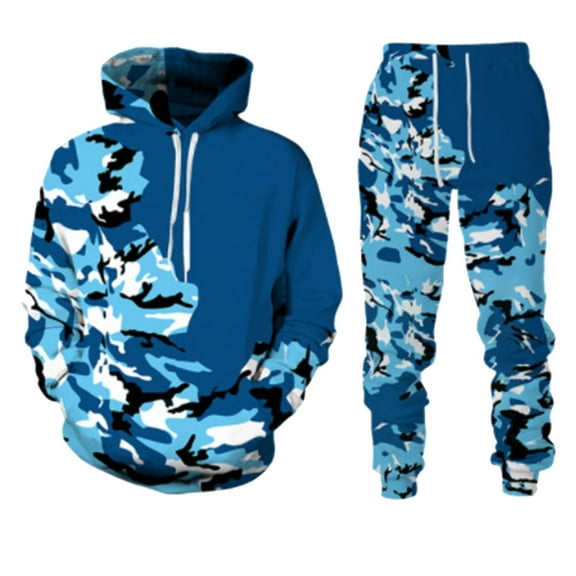 CONZONE Men's Sweatsuit 2 Piece Sets Casual Men's Jogging Tracksuit Set Camouflage Graphic Pullover Hoodie Pants Sweat Suit for Men Cozy Fall Winter Athletic Track Suit Outfits