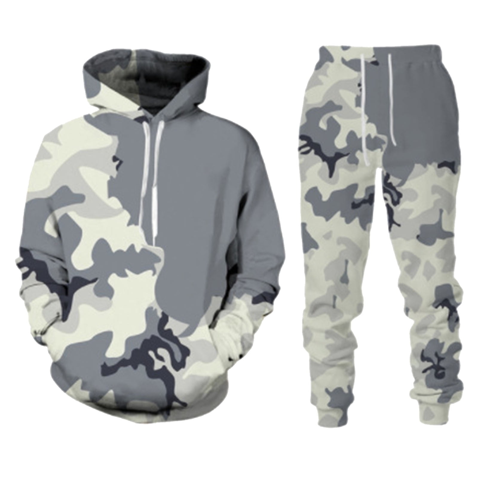 LBL Men's 2-Piece Sweatsuit - Contrast Color Sports Jogging Set With Jacket & Pants