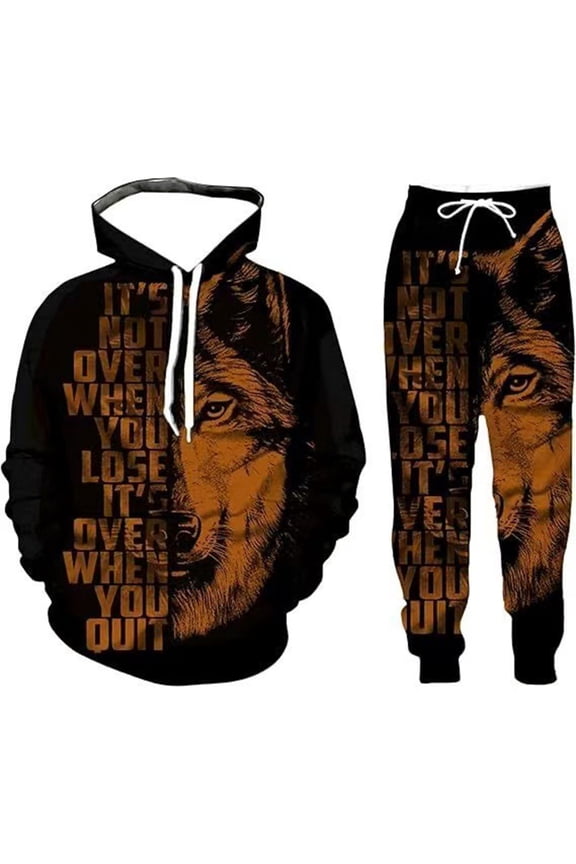 Men's Sweatsuit 2 Piece Sets Casual Men's Jogging Tracksuit Set Graphic Print Pullover Hoodie Pants Sweat Suit for Men Cozy Fall Winter Athletic Track Suit Outfits