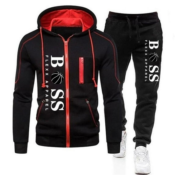 CONZONE Men's Sweatsuit 2 Piece Sets Casual Men's Jogging Tracksuit Set Letter Graphic Pullover Hoodie Pants Sweat Suit for Men Cozy Fall Winter Athletic Track Suit Outfits
