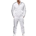 thumbnail image 1 of CONZONE Men's Sweatsuit 2 Piece Sets Casual Men's Jogging Tracksuit Set Patchwork Color Zip Cardigan Hoodie Pants Sweat Suit for Men Cozy Fall Winter Athletic Track Suit Outfits, 1 of 4