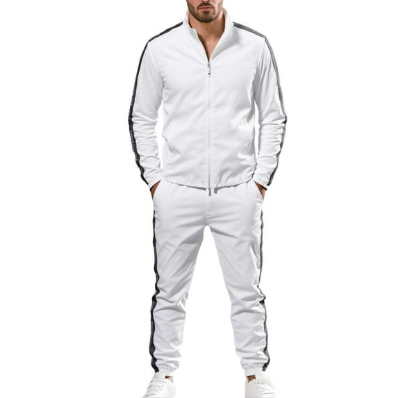 CONZONE Men's Sweatsuit 2 Piece Sets Casual Men's Jogging Tracksuit Set Patchwork Color Zip Cardigan Hoodie Pants Sweat Suit for Men Cozy Fall Winter Athletic Track Suit Outfits
