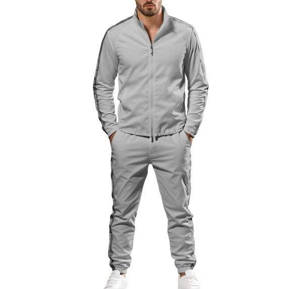 CONZONE Men's Sweatsuit 2 Piece Sets Casual Men's Jogging Tracksuit Set Patchwork Color Zip Cardigan Hoodie Pants Sweat Suit for Men Cozy Fall Winter Athletic Track Suit Outfits