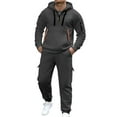 thumbnail image 1 of CONZONE Men's Sweatsuit 2 Piece Sets Casual Men's Jogging Tracksuit Set Solid Color Pullover Hoodie Pants Sweat Suit for Men Cozy Fall Winter Athletic Track Suit Outfits, 1 of 4