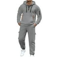 thumbnail image 1 of CONZONE Men's Sweatsuit 2 Piece Sets Casual Men's Jogging Tracksuit Set Solid Color Pullover Hoodie Pants Sweat Suit for Men Cozy Fall Winter Athletic Track Suit Outfits, 1 of 4
