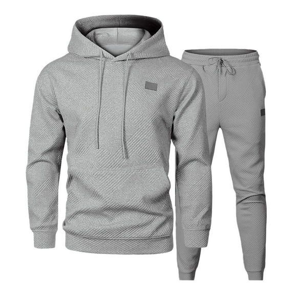 CONZONE Men's Sweatsuit 2 Piece Sets Casual Men's Jogging Tracksuit Set Solid Color Pullover Hoodie Pants Sweat Suit for Men Cozy Fall Winter Athletic Track Suit Outfits