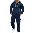 thumbnail image 1 of CONZONE Men's Sweatsuit 2 Piece Sets Casual Men's Jogging Tracksuit Set Solid Color Pullover Hoodie Pants Sweat Suit for Men Cozy Fall Winter Athletic Track Suit Outfits, 1 of 4