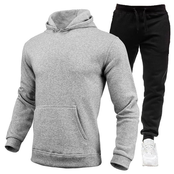 CONZONE Men's Sweatsuit 2 Piece Sets Mens Jogging Tracksuit Set Solid Color Pullover Hoodies Sweatpants Soft Sweat Suit for Men Cozy Fall Winter Track Suit