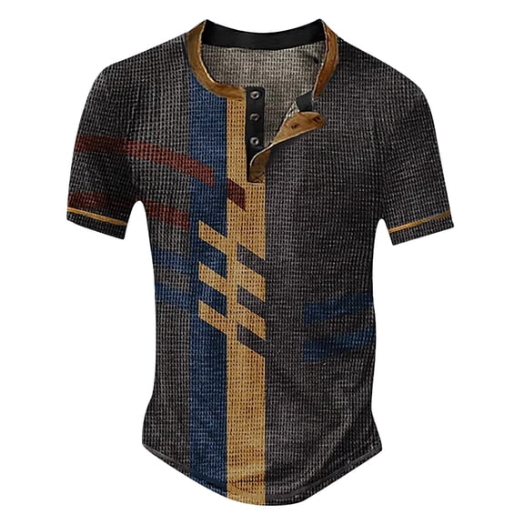 CONZONE Men's T-Shirts Short Sleeve T Shirts for Men Casual Crew Neck Fashion Graphic Lightweight Tees Soft Cozy Half Buttons Tops