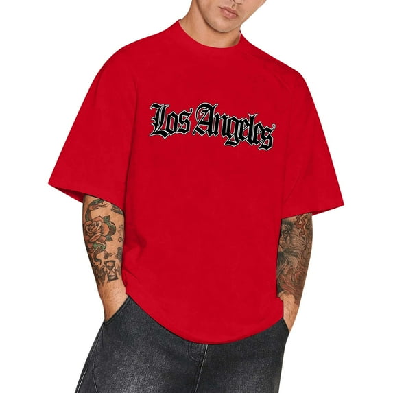 CONZONE Men's T-Shirts Short Sleeve T Shirts for Men Casual Crew Neck Letter Graphic Y2K Lightweight Tees Soft Cozy Athletic Tops