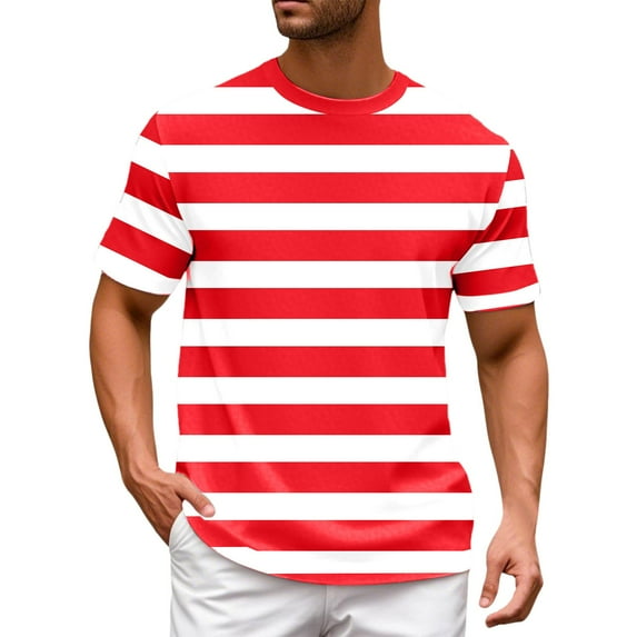 CONZONE Men's T-Shirts Short Sleeve T Shirts for Men Casual Crew Neck Striped Lightweight Tees Soft Cozy Athletic Tops