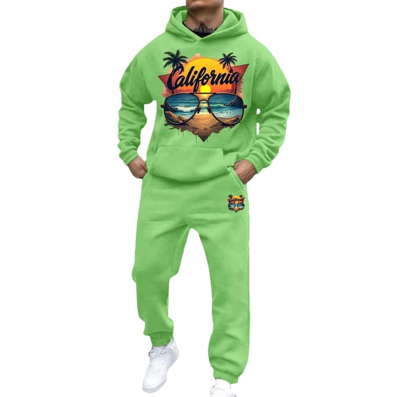 CONZONE Men's Tracksuit Sets Casual 2 Peice Sweatsuit Set for Men Casual Graphic Y2K Hoodies Pants Cozy Fall Winter Athletic Jogging Outfits