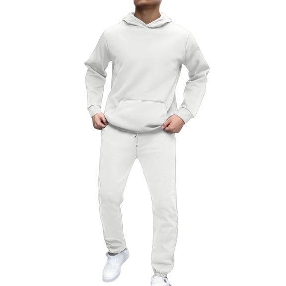 CONZONE Men's Tracksuit Sets Casual 2 Peice Sweatsuit Set for Men Solid Color Fleece Hoodies Pants Warm Fall Winter Athletic Jogging Outfits