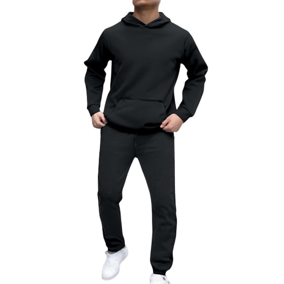 CONZONE Men's Tracksuit Sets Casual 2 Peice Sweatsuit Set for Men Solid Color Hoodies Pants Warm Fall Winter Athletic Jogging Outfits