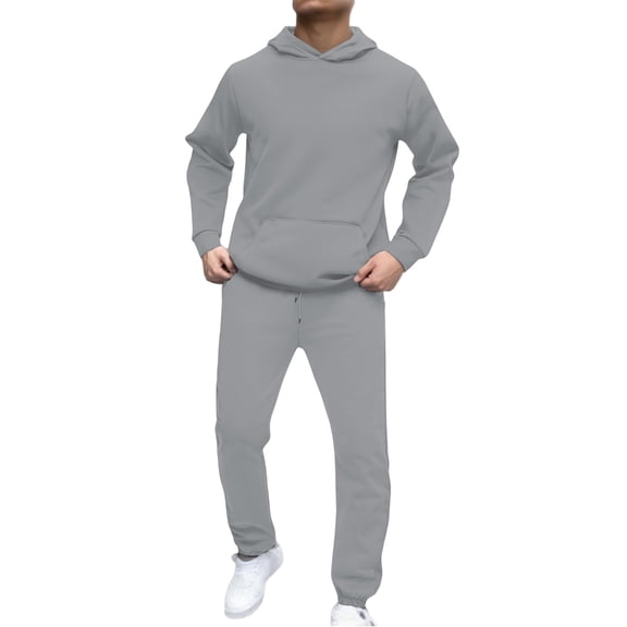 CONZONE Men's Tracksuit Sets Casual 2 Peice Sweatsuit Set for Men Solid Color Hoodies Pants Warm Fall Winter Athletic Jogging Outfits