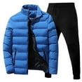 thumbnail image 1 of CONZONE Men's Winter Outfit Set Solid Color Thick Down Jacket Pants Sweat Suit for Men Warm Thermal Athletic Track Suit Outfits, 1 of 2