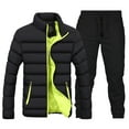 thumbnail image 1 of CONZONE Men's Winter Outfit Set Solid Color Thick Down Jacket Pants Sweat Suit for Men Warm Thermal Athletic Track Suit Outfits, 1 of 2