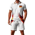 thumbnail image 1 of CONZONE Mens 2 Peice Soccer Outfits Germany Flag Graphic Short Sleeve Workout Tshirt Shorts Sets Breathable Football Track Suits, 1 of 4